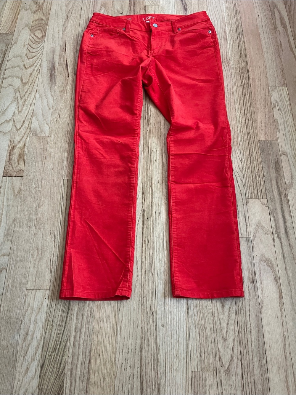 LOFT Vibrant Red Straight-Leg Corduroy Pants